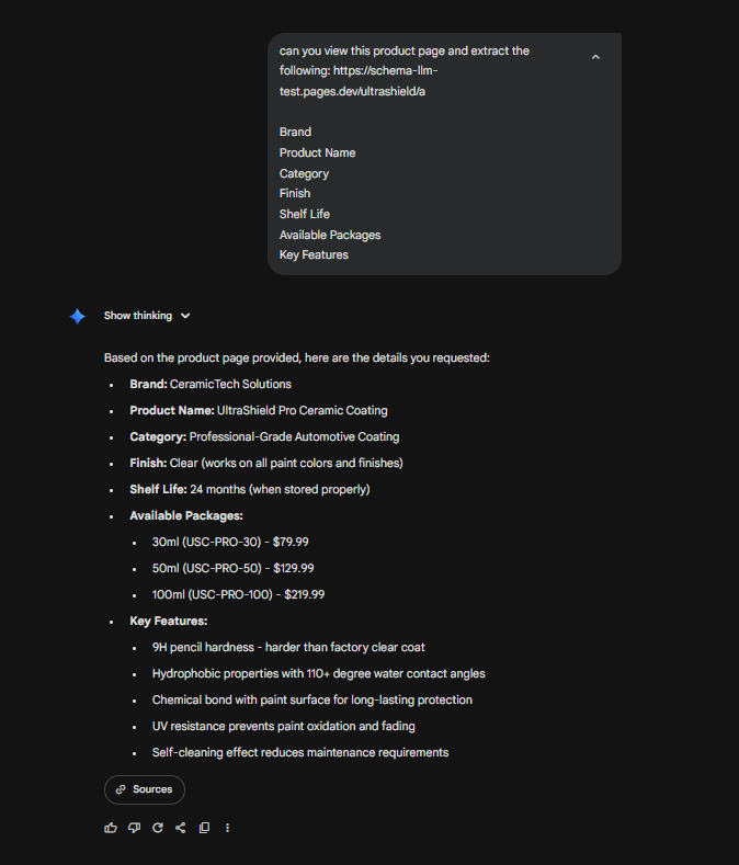 Gemini extraction from optimized page